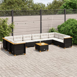vidaXL 10-Piece Lounge Set with Cushions Poly Rattan Black