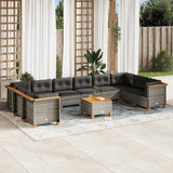vidaXL 10-Piece Lounge Set with Cushions Poly Rattan Black