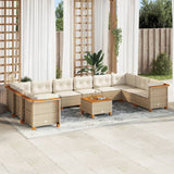 vidaXL 10-Piece Lounge Set with Cushions Poly Rattan Black