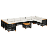 vidaXL 10-Piece Lounge Set with Cushions Poly Rattan Black