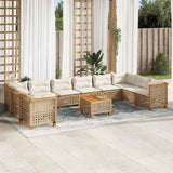 vidaXL 10-Piece Lounge Set with Cushions Poly Rattan Black
