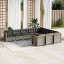vidaXL 10-piece Lounge Set with cushions poly rattan black