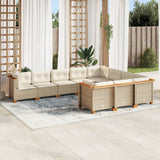 vidaXL 10-piece Lounge Set with cushions poly rattan black