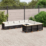 vidaXL 10-piece Lounge Set with cushions poly rattan black