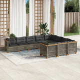 vidaXL 10-piece Lounge Set with cushions poly rattan black