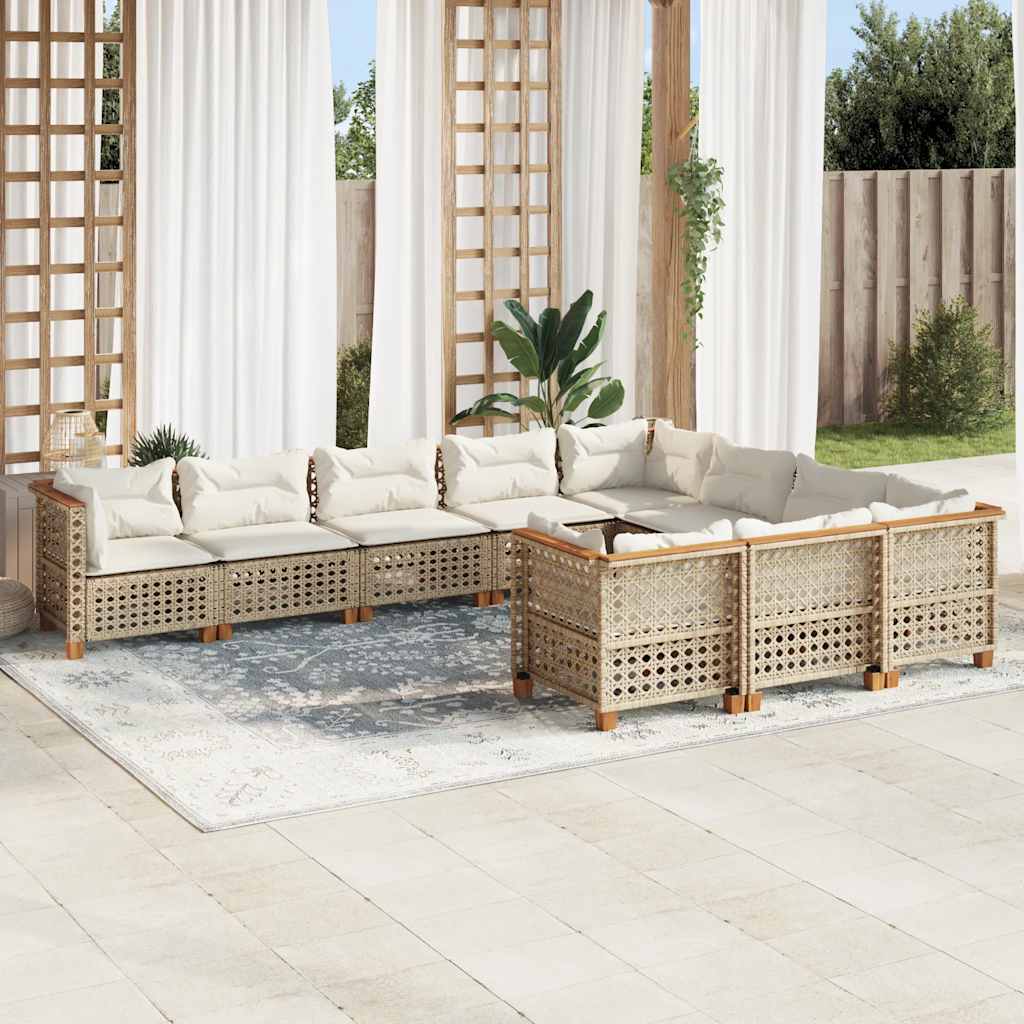 vidaXL 10-piece Lounge Set with cushions poly rattan black