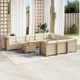 vidaXL 10-piece Lounge Set with cushions poly rattan black