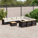 vidaXL 10-piece Lounge Set with cushions poly rattan black