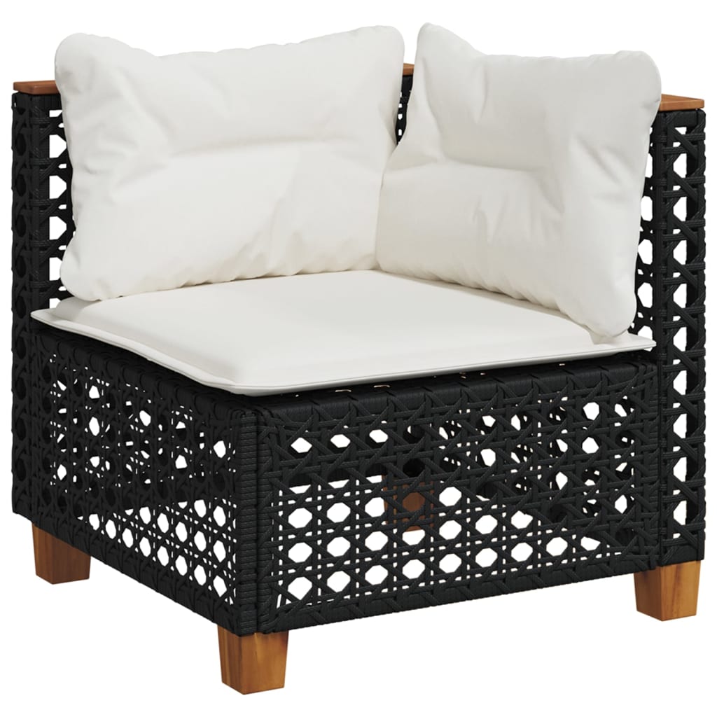 vidaXL 10-piece Lounge Set with cushions poly rattan black