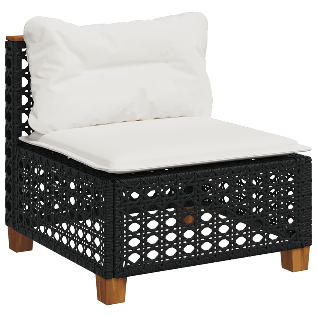 vidaXL 10-piece Lounge Set with cushions poly rattan black
