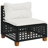 vidaXL 10-piece Lounge Set with cushions poly rattan black