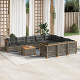 vidaXL 10-piece Lounge Set with cushions poly rattan black