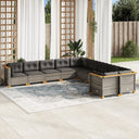 vidaXL 10-Piece Lounge Set with Cushions Poly Rattan Black