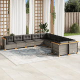 vidaXL 10-Piece Lounge Set with Cushions Poly Rattan Black