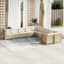 vidaXL 10-Piece Lounge Set with Cushions Poly Rattan Black