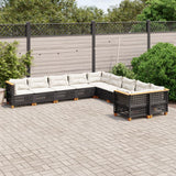 vidaXL 10-Piece Lounge Set with Cushions Poly Rattan Black