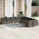 vidaXL 10-Piece Lounge Set with Cushions Poly Rattan Black