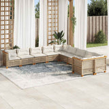 vidaXL 10-Piece Lounge Set with Cushions Poly Rattan Black