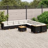 vidaXL 10-Piece Lounge Set with Cushions Poly Rattan Black