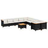 vidaXL 10-Piece Lounge Set with Cushions Poly Rattan Black