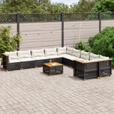 vidaXL 10-Piece Lounge Set with Cushions Poly Rattan Black