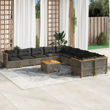 vidaXL 10-Piece Lounge Set with Cushions Poly Rattan Black