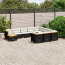 vidaXL 11-Piece Lounge Set with Cushions Poly Rattan Black