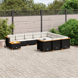 vidaXL 11-Piece Lounge Set with Cushions Poly Rattan Black