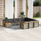 vidaXL 11-Piece Lounge Set with Cushions Poly Rattan Black