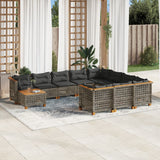 vidaXL 11-Piece Lounge Set with Cushions Poly Rattan Black