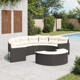 vidaXL 2-delige Loungeset halfrond poly rattan zwart