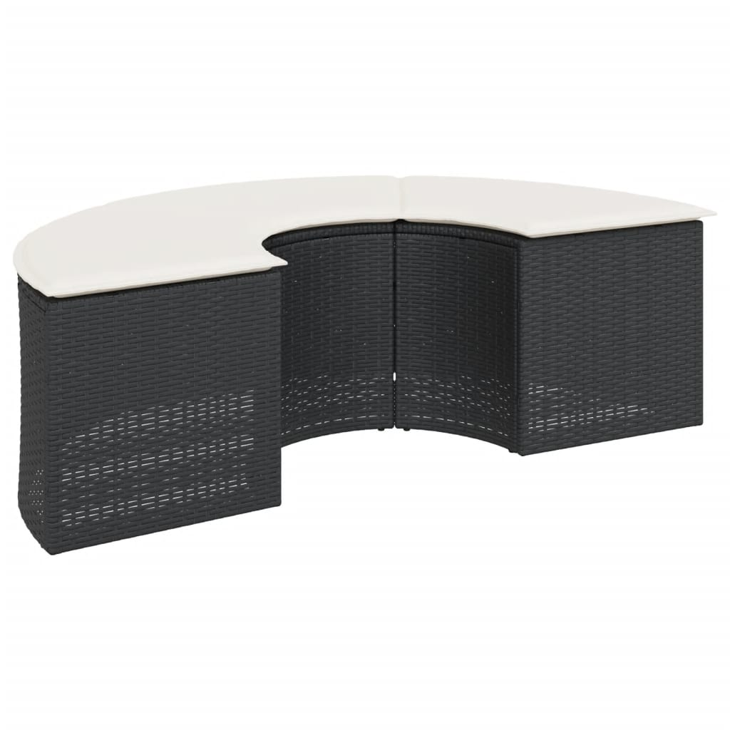 vidaXL 2-delige Loungeset halfrond poly rattan zwart
