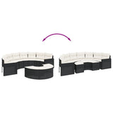 vidaXL 2-delige Loungeset halfrond poly rattan zwart