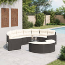 vidaXL 2-delige Loungeset halfrond poly rattan zwart
