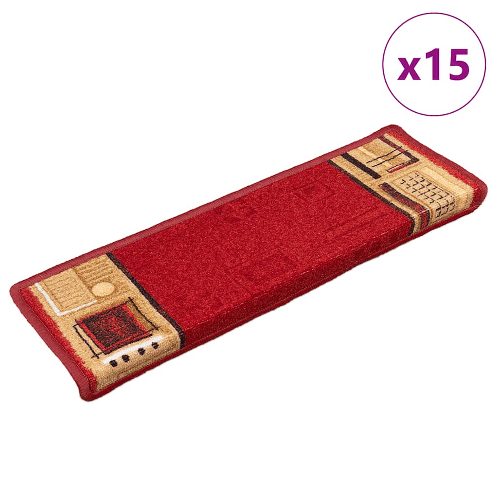 vidaXL Trapmatten zelfklevend 5 st 65x21x4 cm rouge