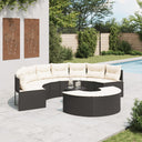 vidaXL 2-Piece Half-Round Poly Rattan Lounge Set Black