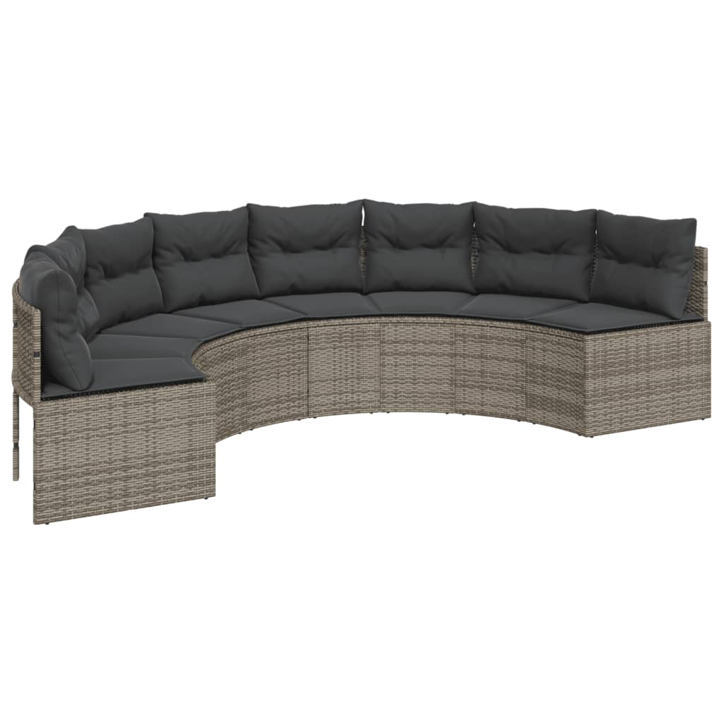 vidaXL 2-Piece Half-Round Poly Rattan Lounge Set Black