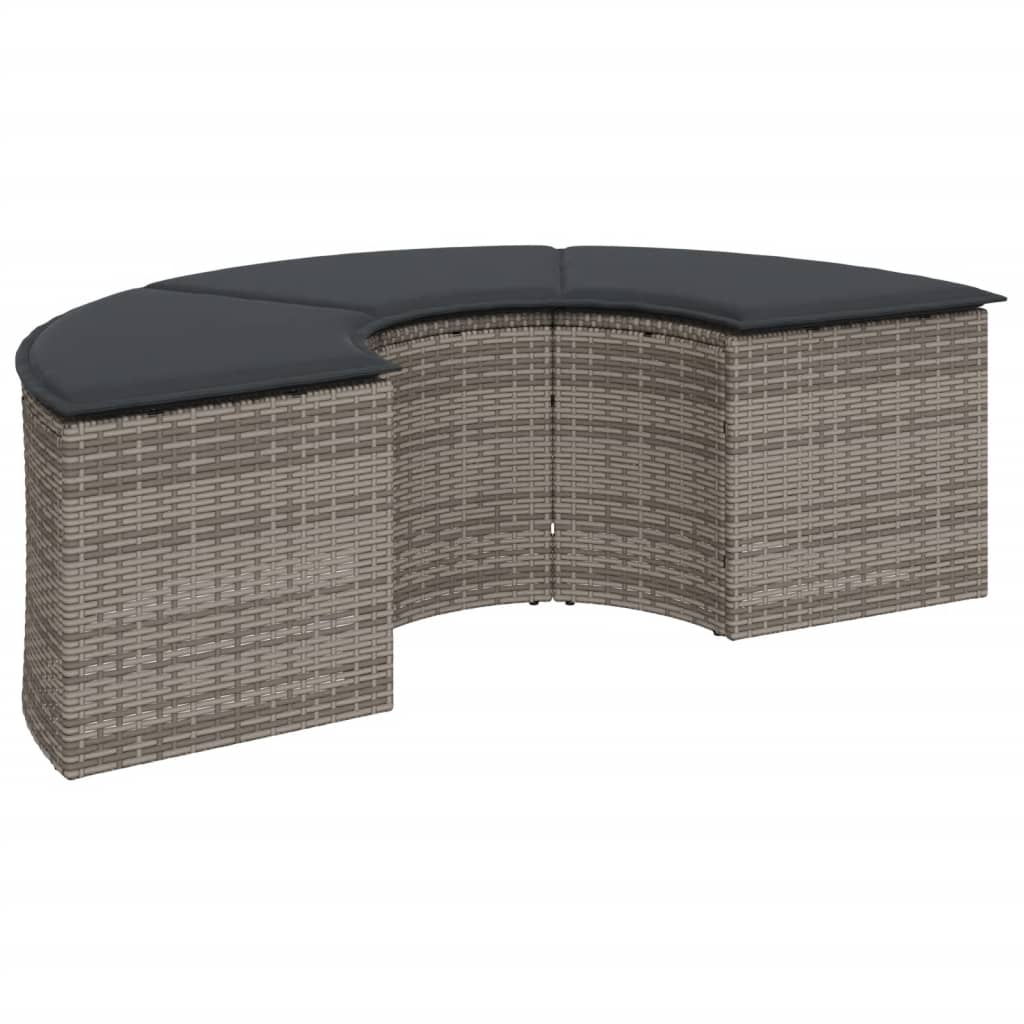 vidaXL 2-Piece Half-Round Poly Rattan Lounge Set Black