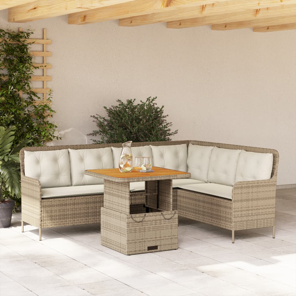vidaXL 2-delige Loungeset met kussens poly rattan zwart