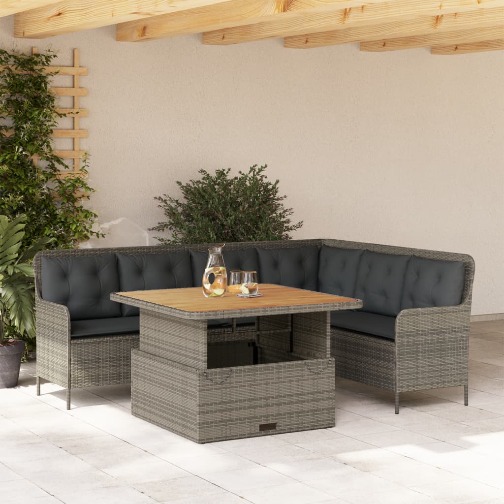vidaXL 2-delige Loungeset met kussens poly rattan zwart
