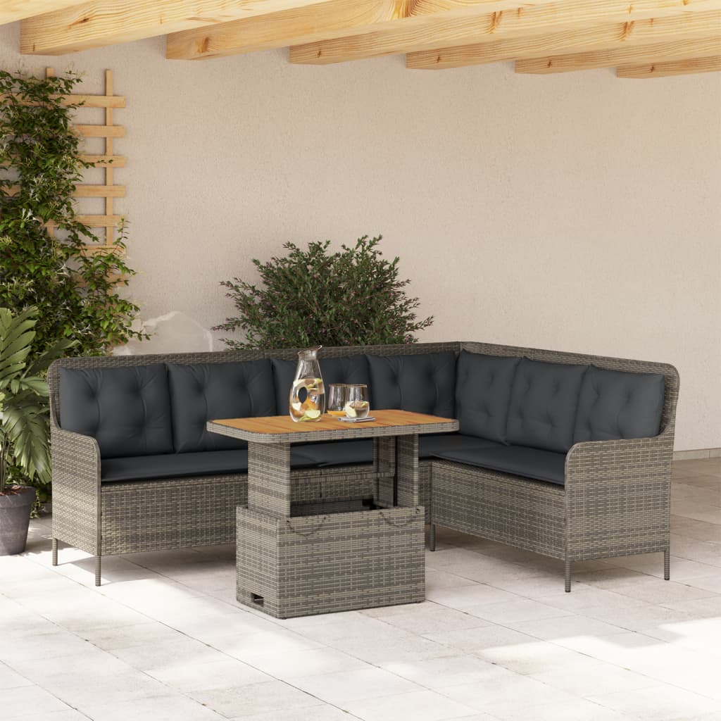vidaXL 2-delige Loungeset met kussens poly rattan zwart