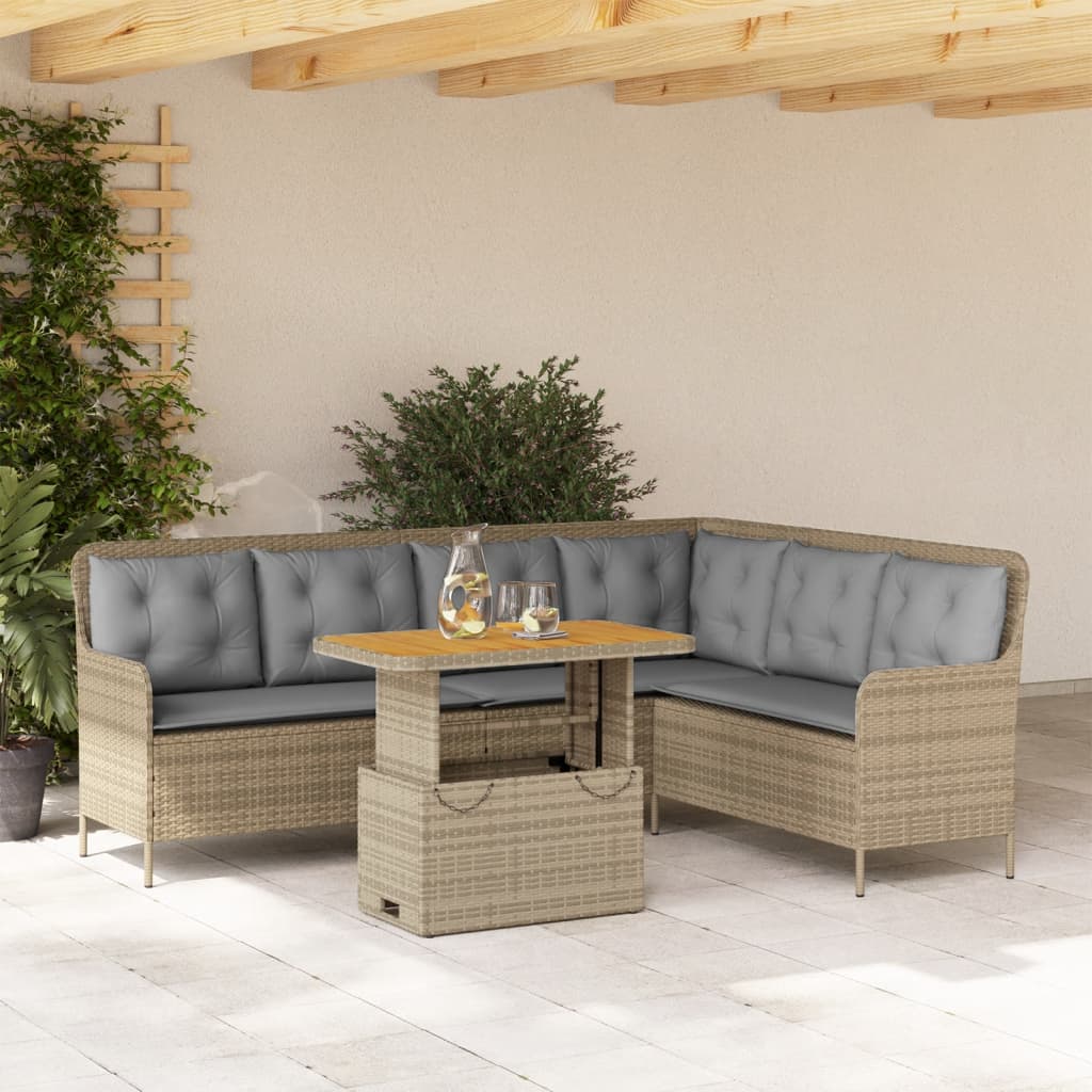 vidaXL 2-delige Loungeset met kussens poly rattan zwart