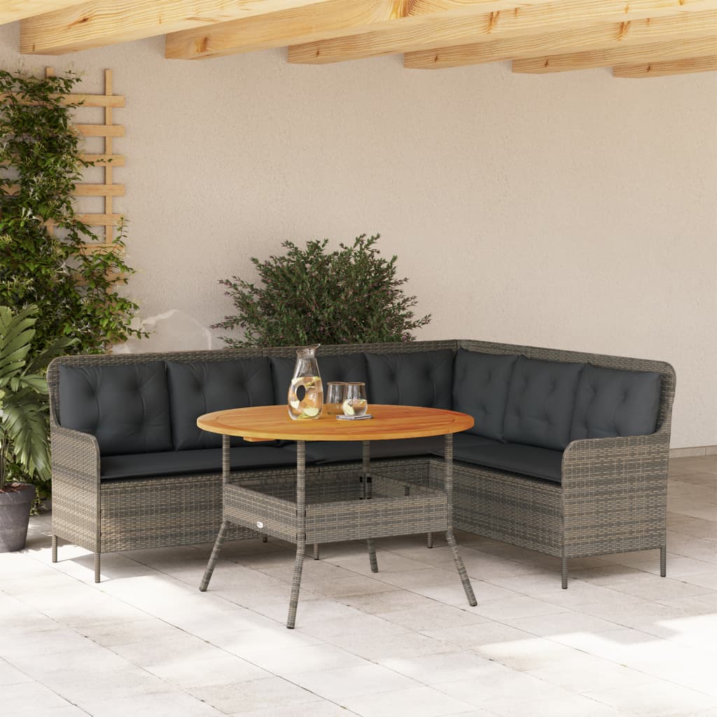 vidaXL 2-delige Loungeset met kussens poly rattan zwart