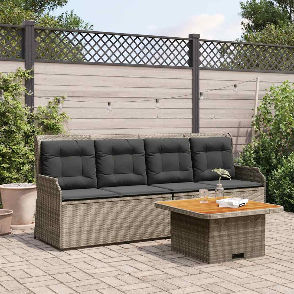 vidaXL 3-delige Loungeset met kussens poly rattan zwart