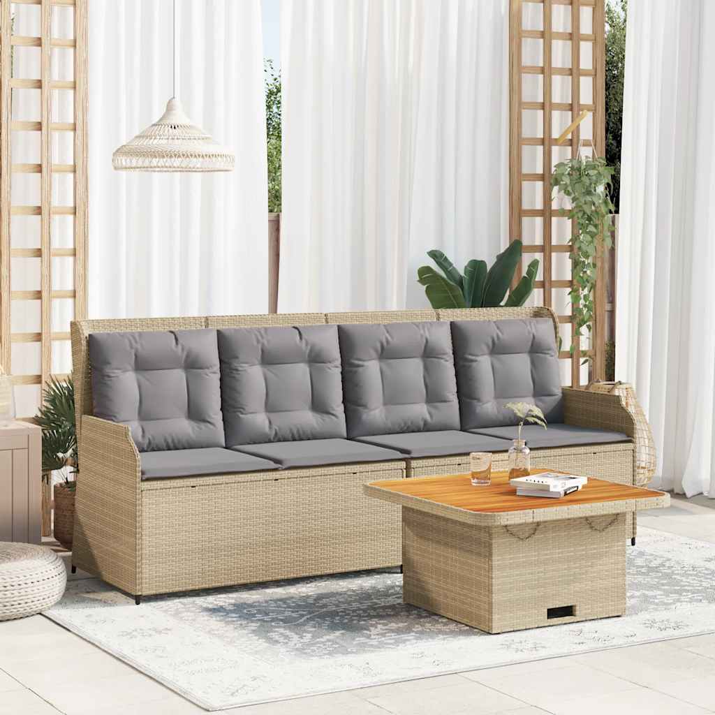 vidaXL 3-delige Loungeset met kussens poly rattan zwart