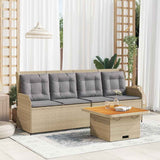 vidaXL 3-delige Loungeset met kussens poly rattan zwart