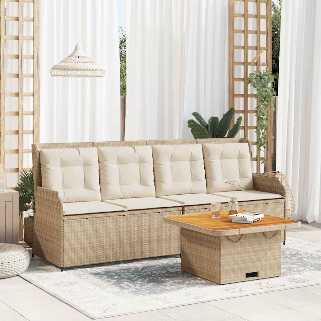 vidaXL 3-delige Loungeset met kussens poly rattan zwart