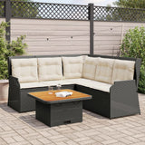 vidaXL 4-delige Loungeset met kussens poly rattan zwart
