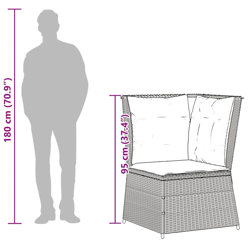 vidaXL 4-delige Loungeset met kussens poly rattan zwart