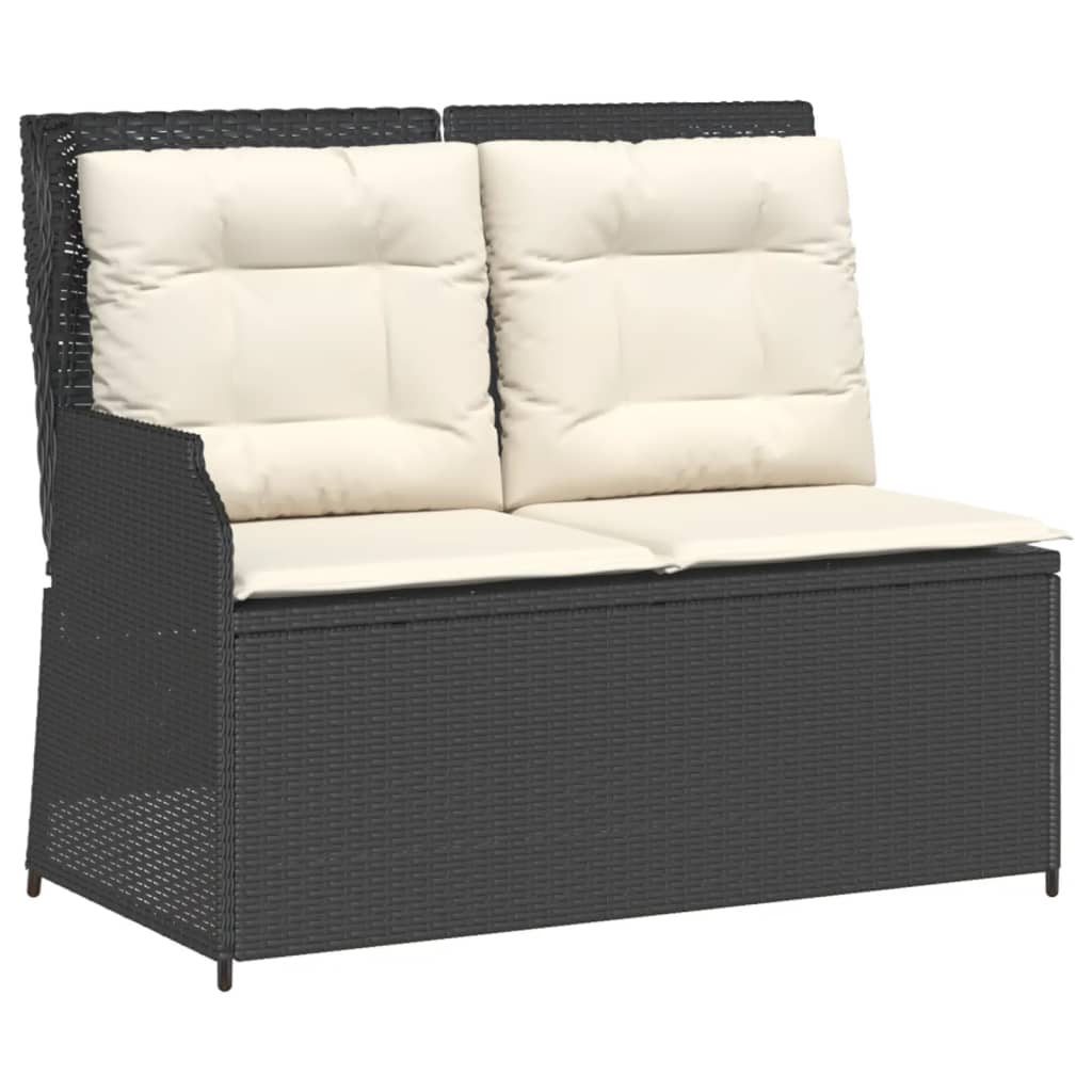 vidaXL 4-delige Loungeset met kussens poly rattan zwart